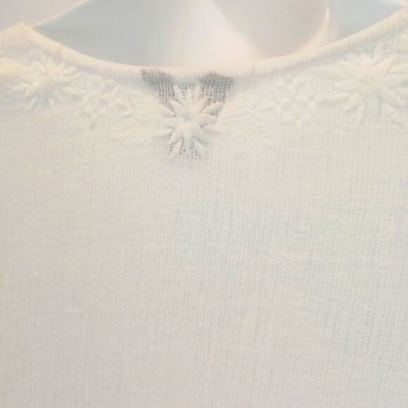 Intro boho cotton embroidered fringe drawstring waist/ tassels  ivory top (M) - Picture 8 of 11